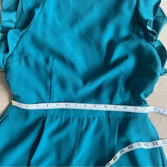 J. Crew Janet Jumpsuit in Crepe Green Size 8 Teal Pantsuit Romper Ruffle Sleeve - Picture 11 of 15
